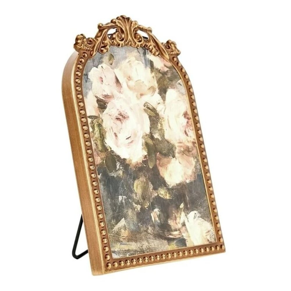 Home Decor Collection Gold‎ Filigree Floral Wall Art, Vintage Botanical 6x8